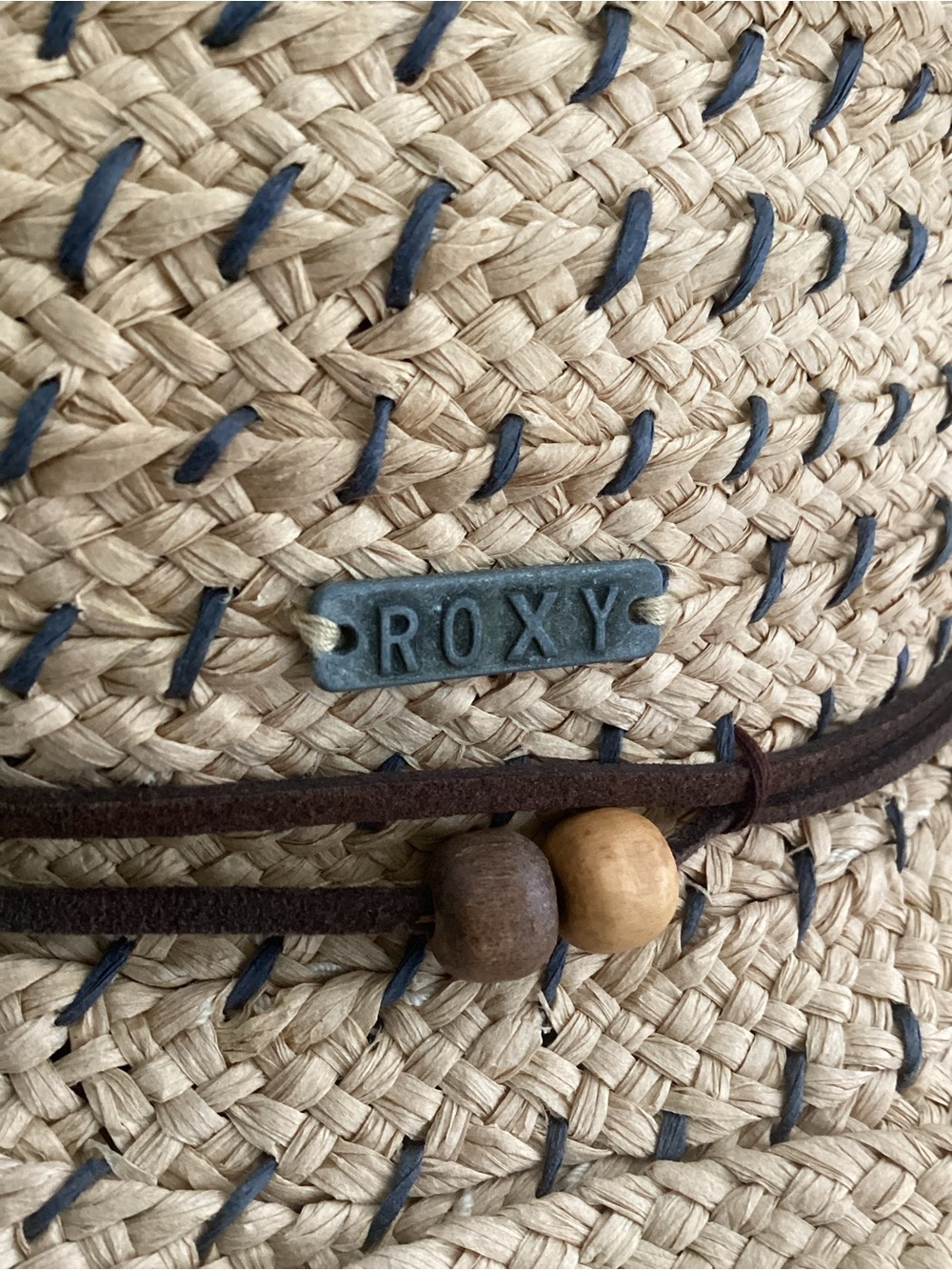 ROXY woven hat floppy hat EUC one size straw hat bead trim coastal festival - Picture 4 of 6